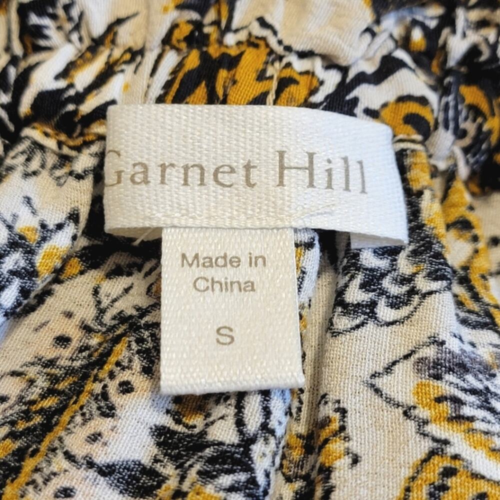 Garnet Hill Paisley Floral Pull On Elastic Waist Skirt Mustard Black Size S Boho - Picture 8 of 10
